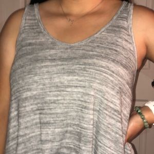 heather grey ruffled tank top